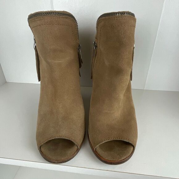 DV by Dolce Vita Suede Fringe Trim Open Toe Booties 7.5 - Picture 3 of 11